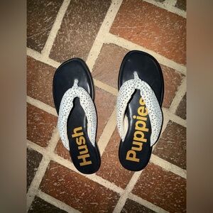 Hush puppies animal print flip flops
